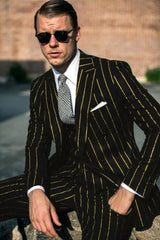 Mens  Black Chalk Pinstripe Gangster suit - 1920s suit - Mobster Suit