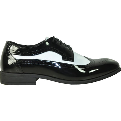 Bravo Mens 1920's Gangster Wingtip Dress Shoe in Black and White