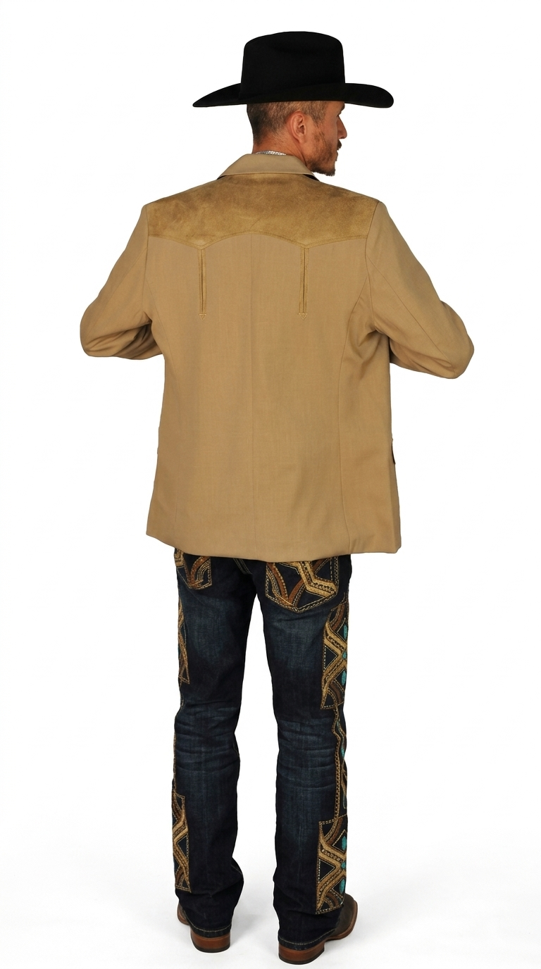 Men's Suede Cowboy Blazer Ultra Slim Fit Mens Western Suede Blazer in Color "Khaki"