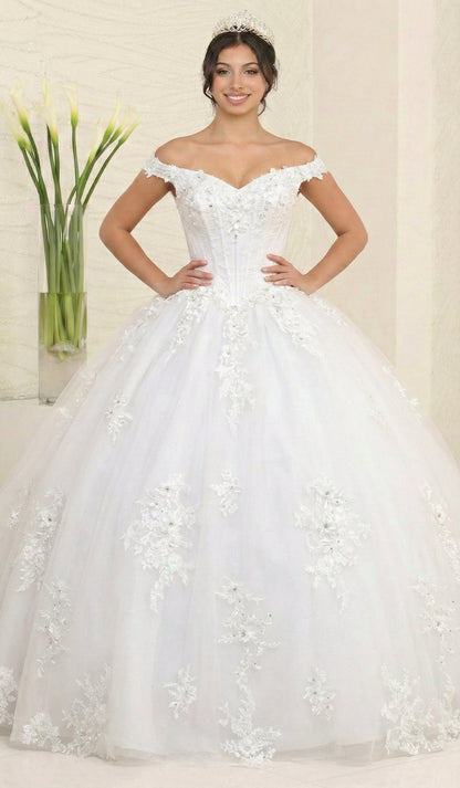 Layla K LK260 Floral Glitter Quinceanera Off-Shoulder Sweet 16 Ball Gown