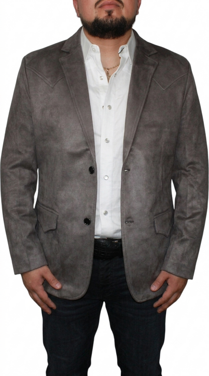 Men's Suede Cowboy Blazer Ultra Slim Fit LAM-510 in Color Gray