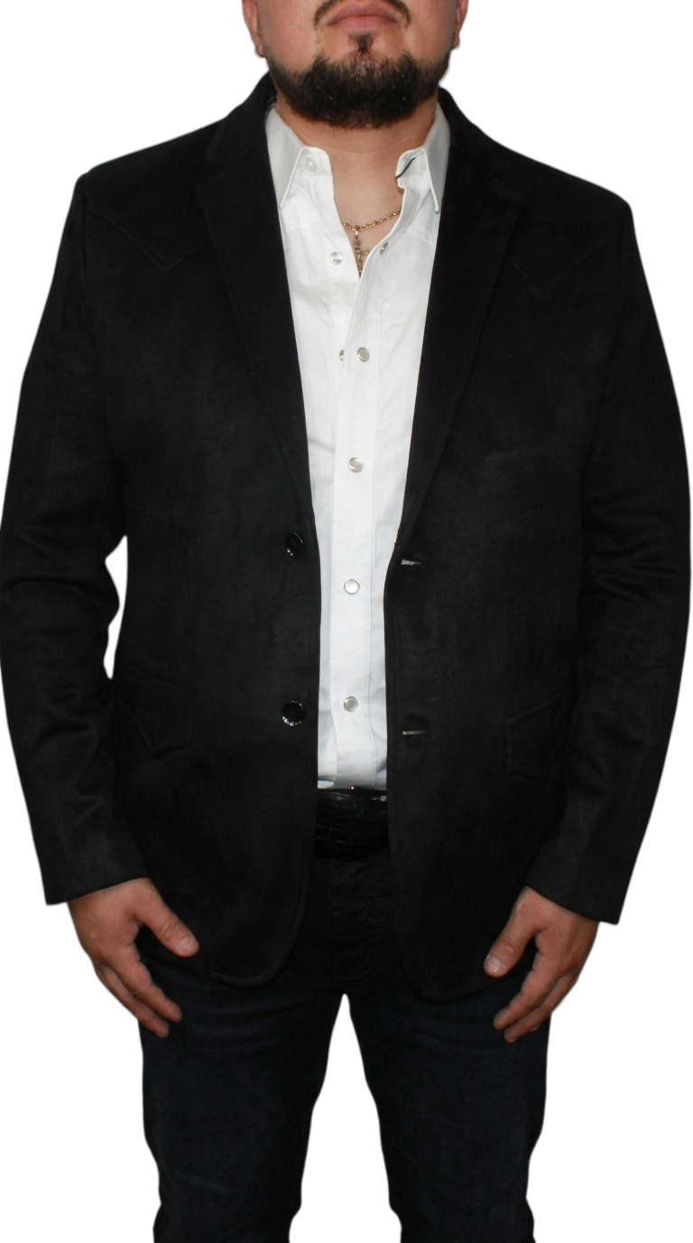 Men's Suede Cowboy Blazer Ultra Slim Fit LAM-510 in Color Black