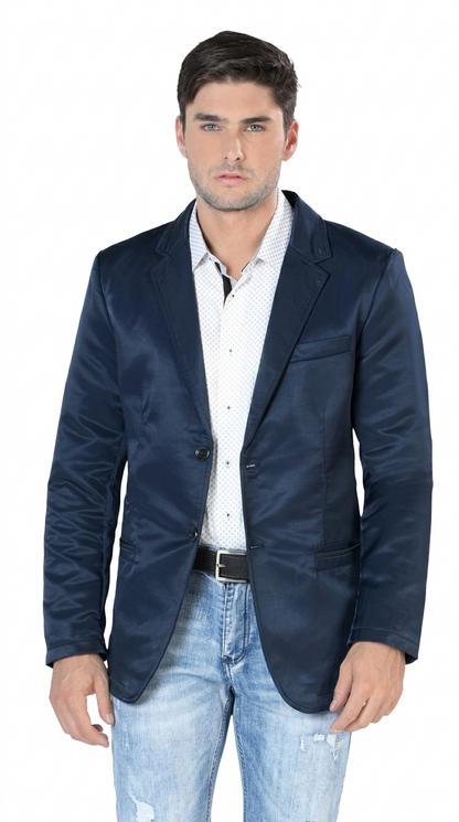 Mens Cowboy Blazer - Western Jacket in Color "Navy" Ultra Slim Fitted (Buy 1 Size UP)