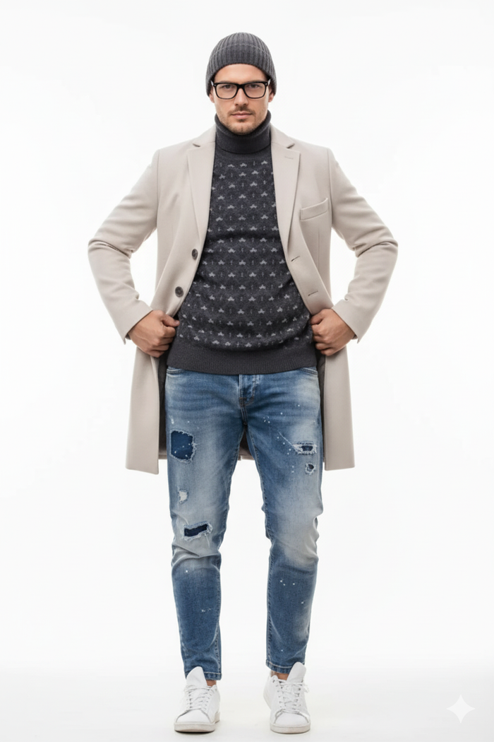 Light Tan Overcoat - Beige Sand Color Light Wool Carcoat