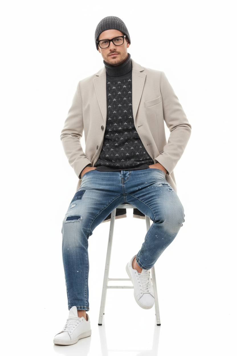 Light Tan Overcoat - Beige Sand Color Light Wool Carcoat