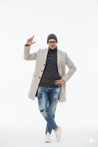 Light Tan Overcoat - Beige Sand Color Light Wool Carcoat