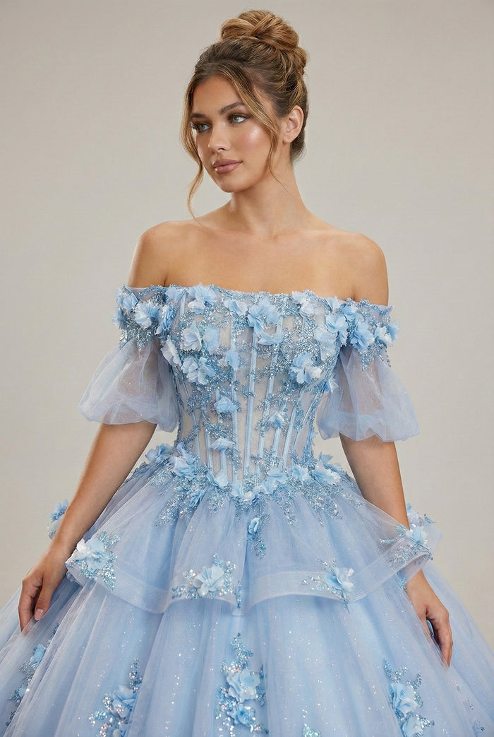 3D Floral Sheer Ball Gown by Elizabeth KGL3180