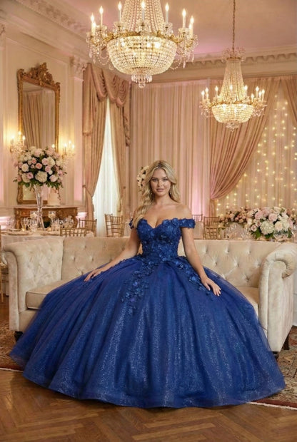 Layla K LK154 Off Shoulder Floral Applique Quinceanera Ball Gown