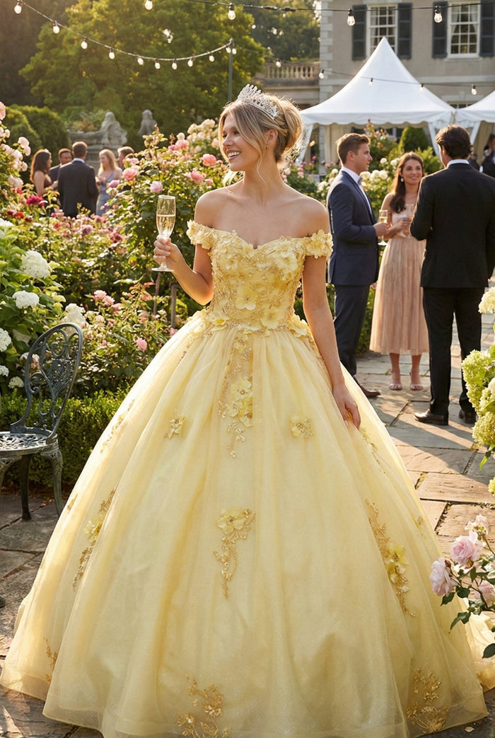 Plus Size Ball Gown in Yellow | Formal Quinceanera Dress