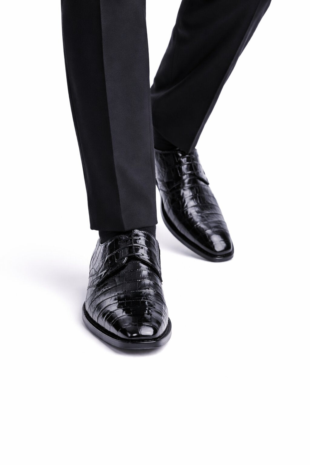 Los Altos Black Genuine All-Over Crocodile ~ World Best Alligator Shoe ~ Gator Skin Belly Shoes