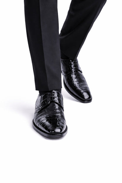Los Altos Black Genuine All-Over Crocodile ~ World Best Alligator Shoe ~ Gator Skin Belly Shoes