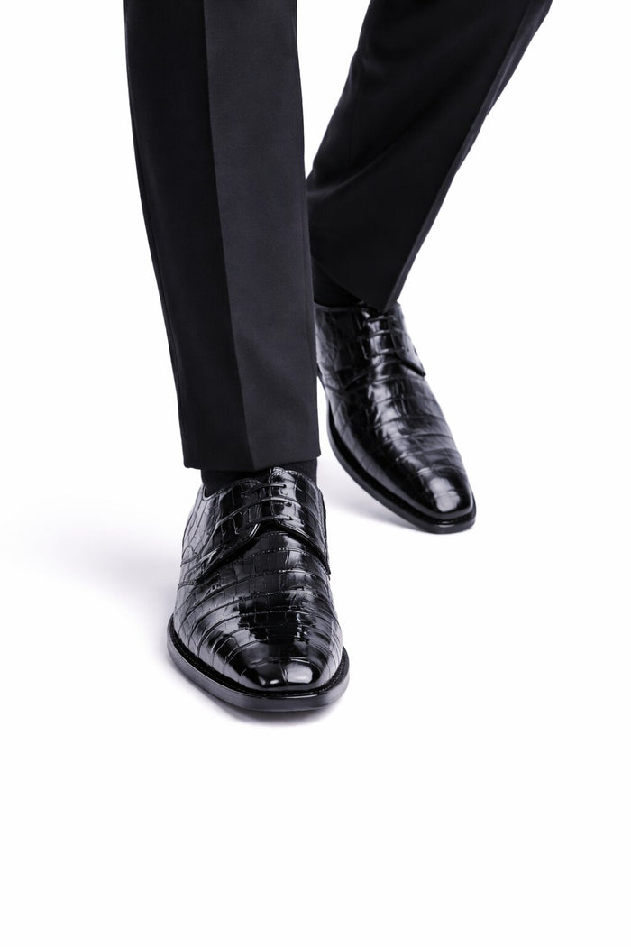 Los Altos Black Genuine All-Over Crocodile ~ World Best Alligator Shoe ~ Gator Skin Belly Shoes