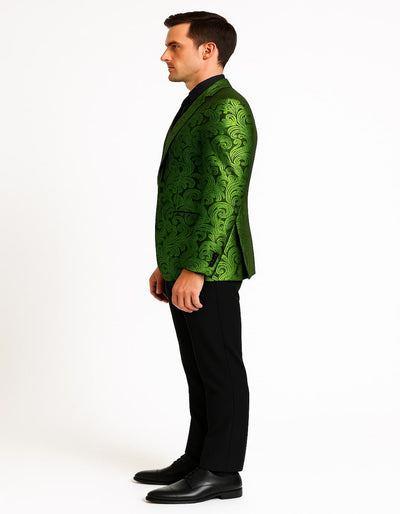 Men's Green Paisley Tuxedo Blazer  Luxury Slim Fit Dinner Jacket for Formal Events