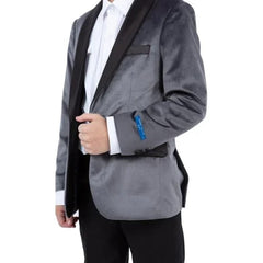 Perry Ellis Boys Velvet Jacket, Grey - Men's Tuxedo USA