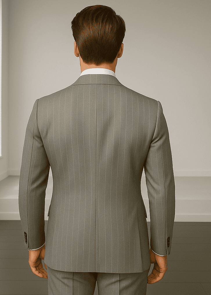 Wool Suit - Italian Made Business Suit by Statement Men's 2 Piece 100% Wool Double Breasted Suit - Pinstripe Pattern