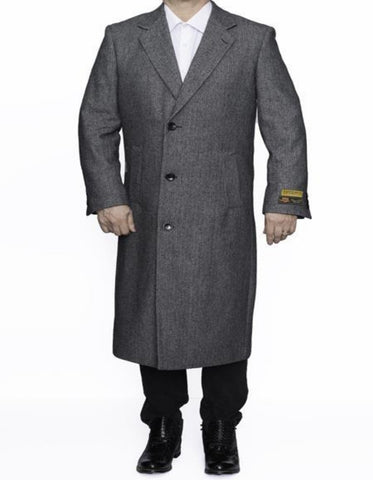 Mens Overcoat - Topcoat For Men - Winter Fabric - Grey Big and Tall Large Man ~ Plus Size Trench Coat Three Button Raincoats lOvercoat Long men's Dress Topcoat - Winter coat 4XL 5XL 6XL - Men's Tuxedo USA