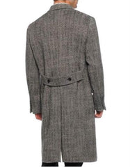 Mens Overcoat - Topcoat For Men - Winter Fabric - men's 1930s Peak lapel styling Double breasted Grey Overcoat - Men's Tuxedo USA