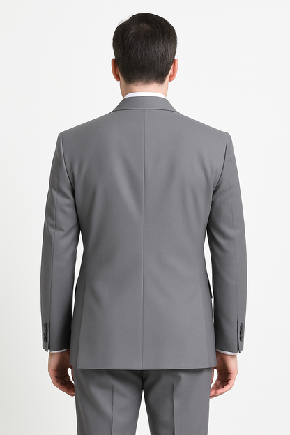 Pleated Suit - Mens Suits With Pleated Pant -  Regular Fit Suit - Poplin Grey Suit