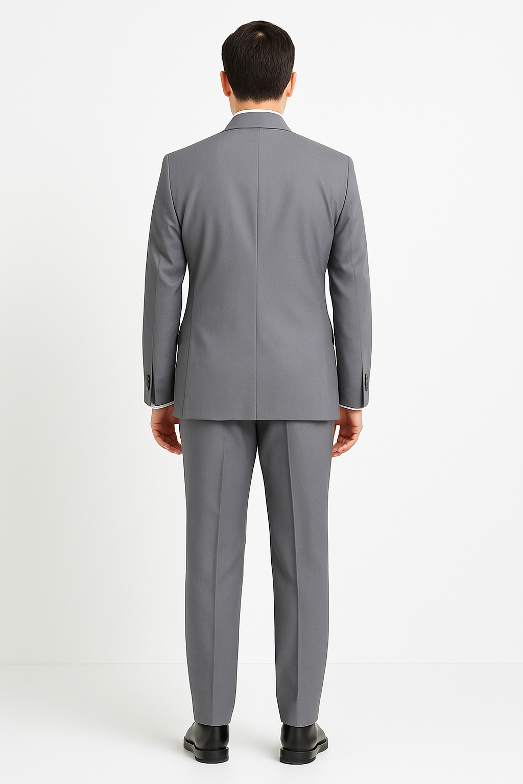Pleated Suit - Mens Suits With Pleated Pant -  Regular Fit Suit - Poplin Grey Suit