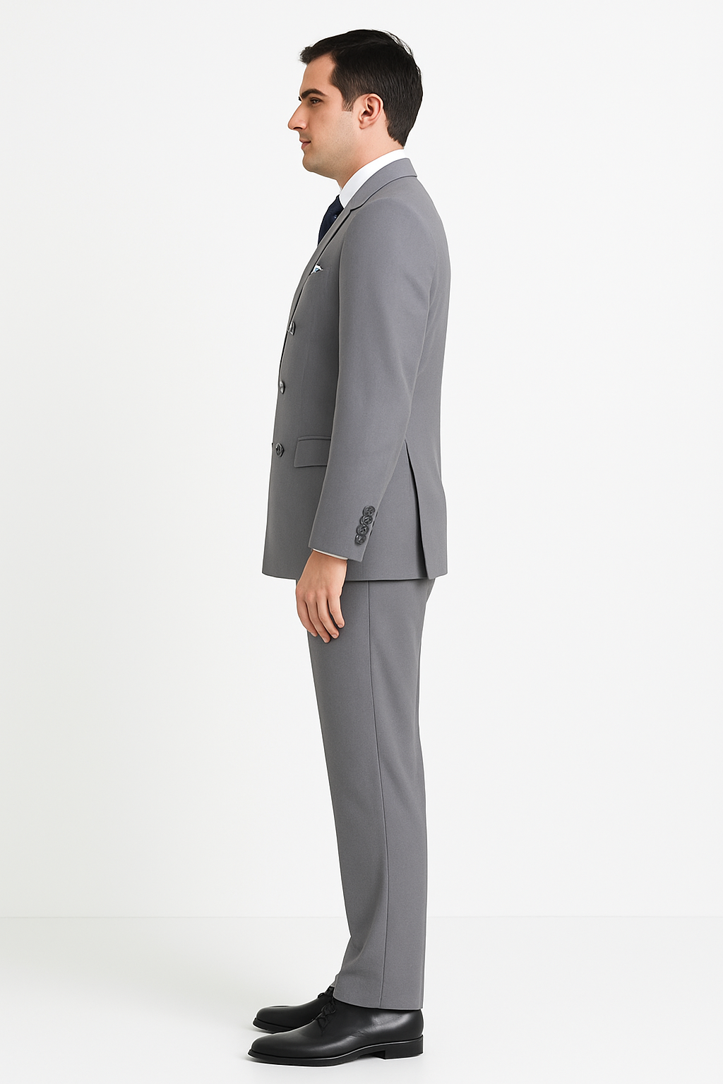 Pleated Suit - Mens Suits With Pleated Pant -  Regular Fit Suit - Poplin Grey Suit