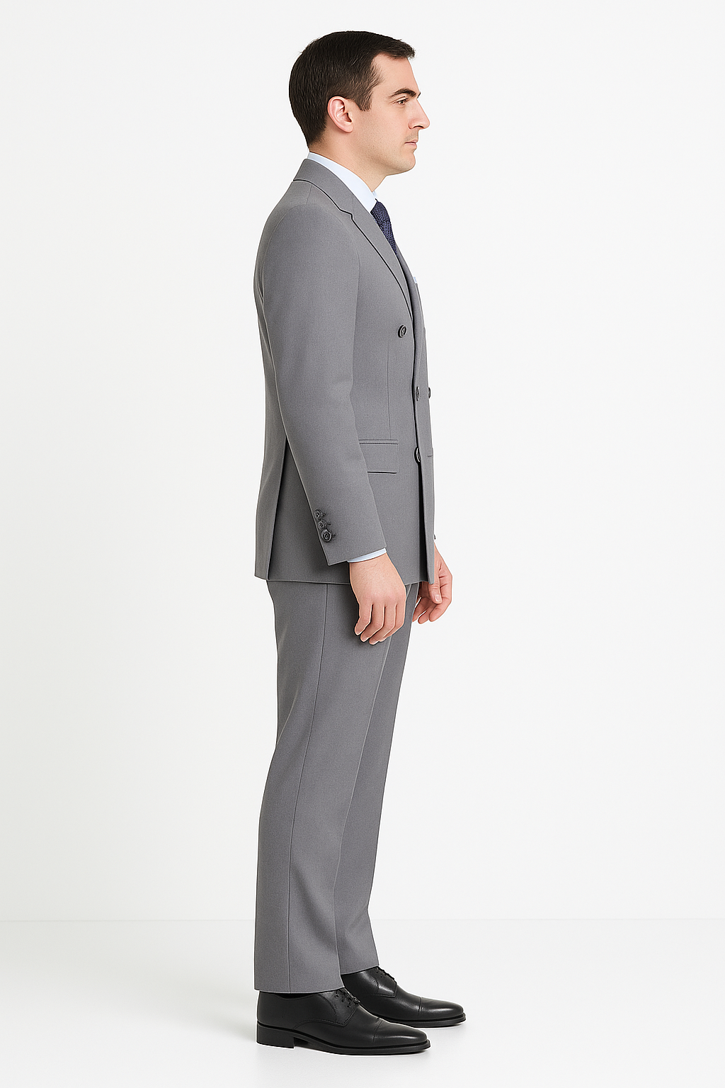 Pleated Suit - Mens Suits With Pleated Pant -  Regular Fit Suit - Poplin Grey Suit