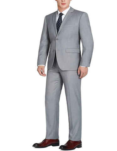 Light Grey Suit - Silver Gray Suit For Wedding - Mens Extra Long Basic Two Button Light Grey Suit - Men's Tuxedo USA