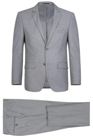 Light Grey Suit - Silver Gray Suit For Wedding - Mens Extra Long Basic Two Button Light Grey Suit - Men's Tuxedo USA