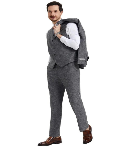Vested Suits - Patterned Suit - light Color Summer Suit - 1920s Vintage looking Suit - Grey main image 0