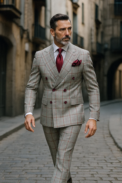 Grey with Red Plaid by Rossiman