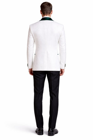 Mens Groom Wedding Shawl Collar - Paisley Green Velvet 4pc Suit W/ Matching Bowtie