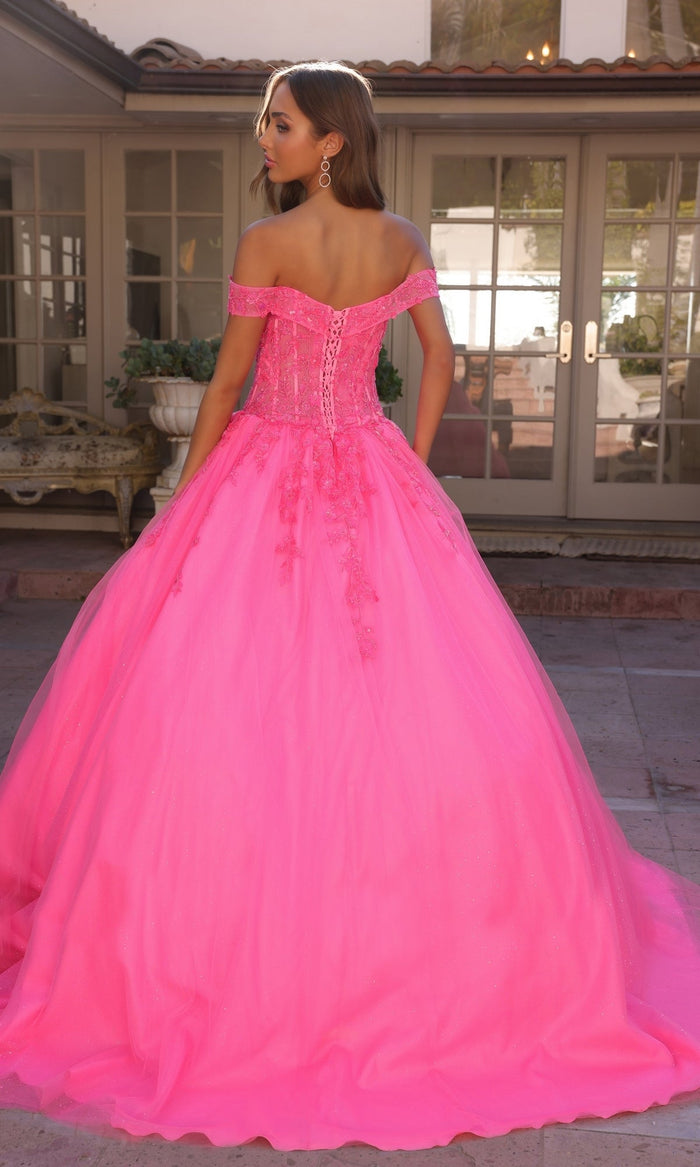 Nox Anabel H1349 Off the Shoulder Quinceanera Dress Glitter Embroidered Ball Gown