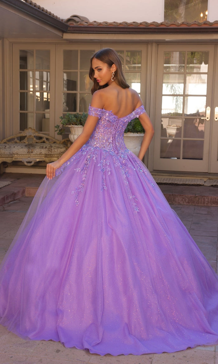 Nox Anabel H1349 Off the Shoulder Quinceanera Dress Glitter Embroidered Ball Gown