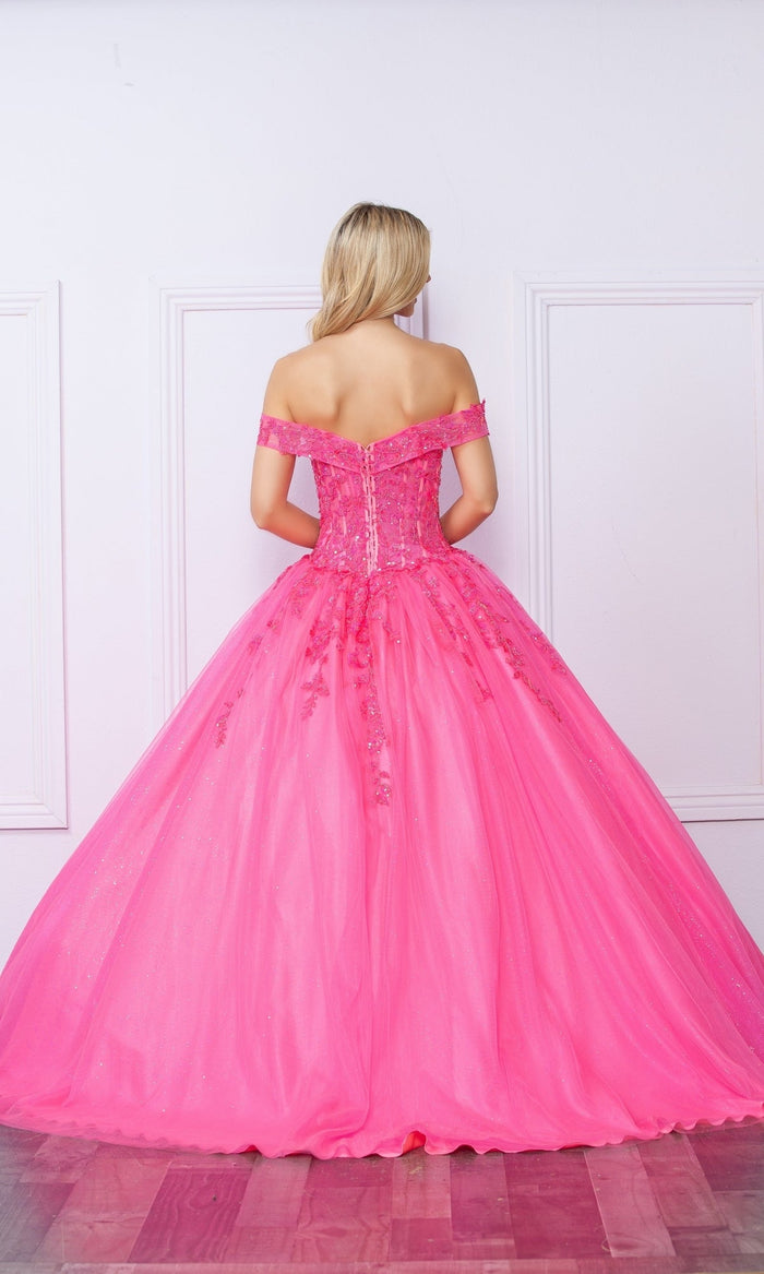 Nox Anabel H1349 Off the Shoulder Quinceanera Dress Glitter Embroidered Ball Gown