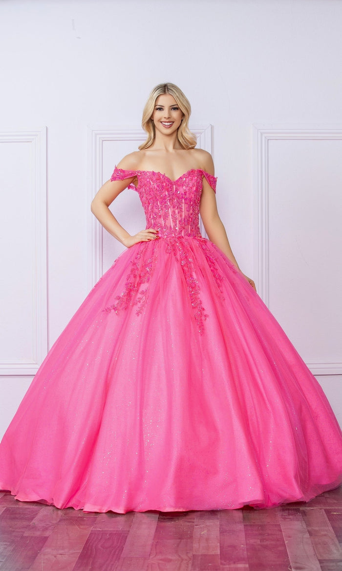 Nox Anabel H1349 Off the Shoulder Quinceanera Dress Glitter Embroidered Ball Gown