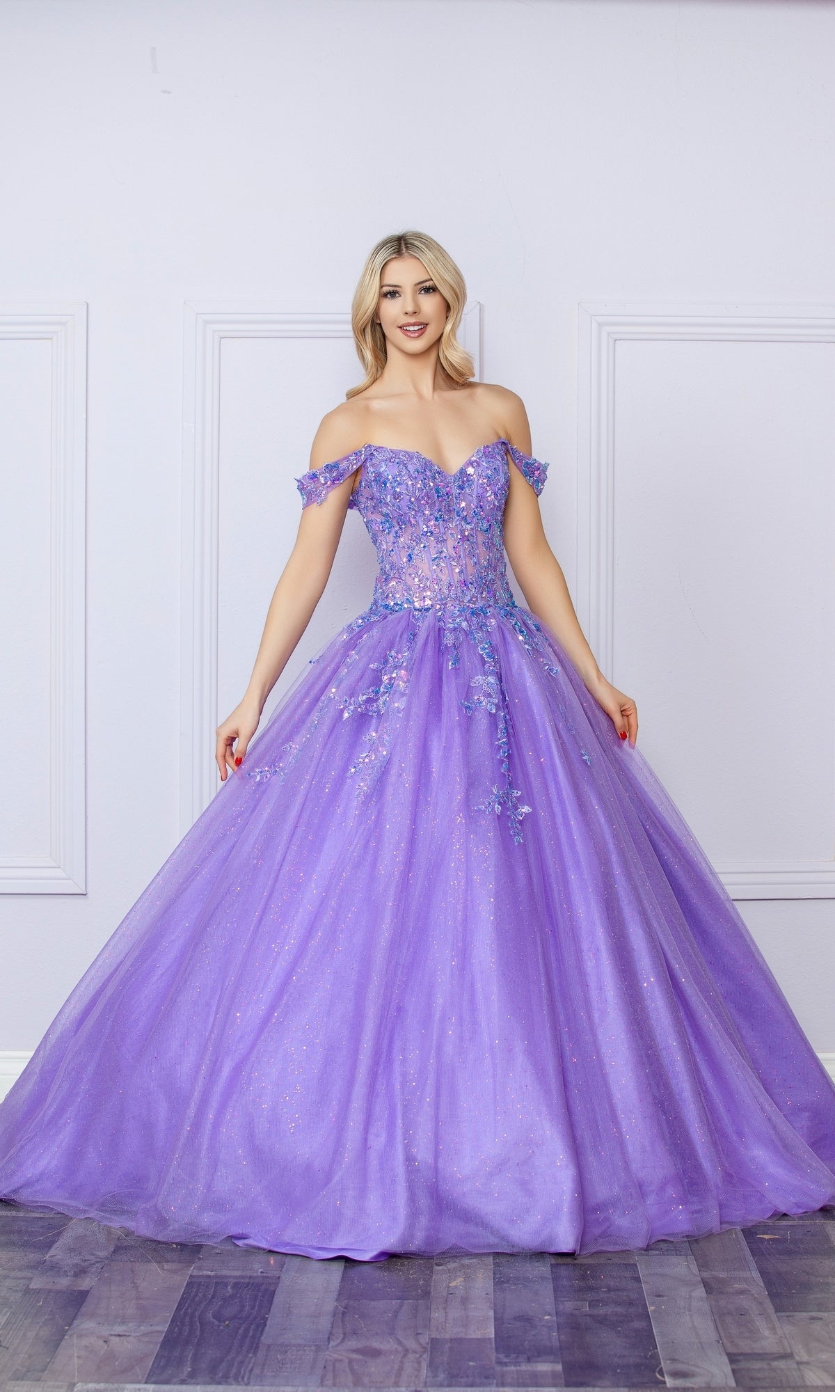 Nox Anabel H1349 Elegant Long Prom Ball Gown with Off-the-Shoulder