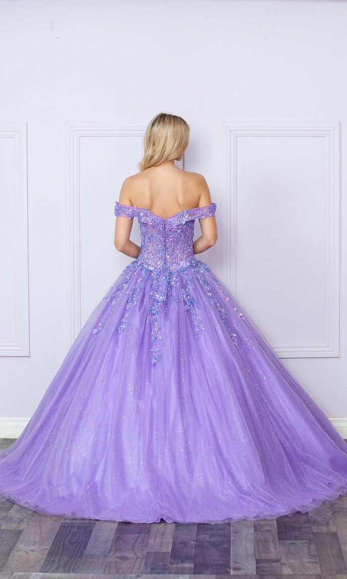 Nox Anabel H1349 Off the Shoulder Quinceanera Dress Glitter Embroidered Ball Gown