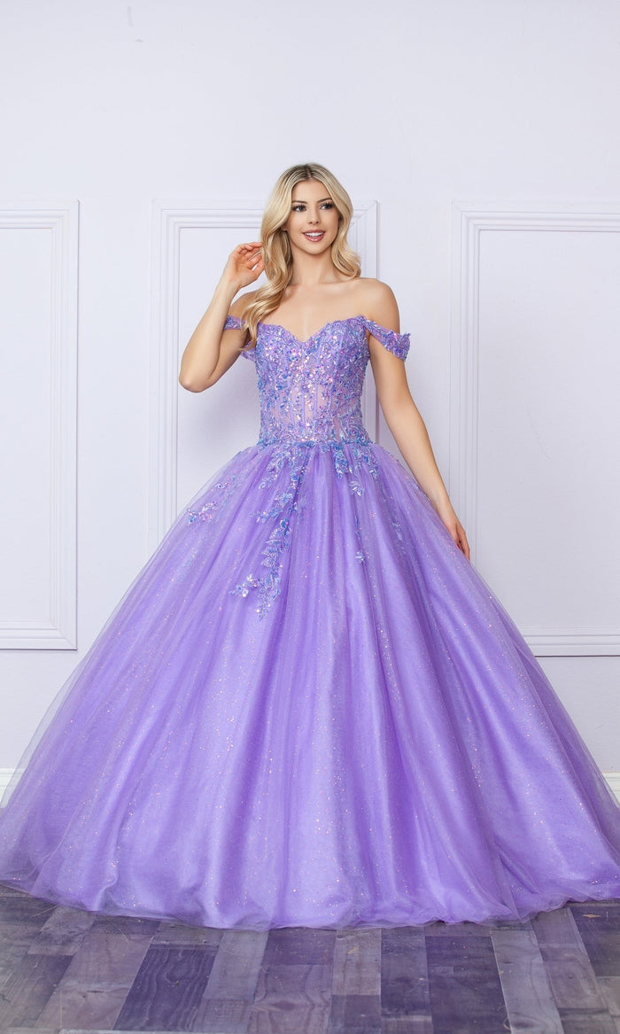 Nox Anabel H1349 Off the Shoulder Quinceanera Dress Glitter Embroidered Ball Gown