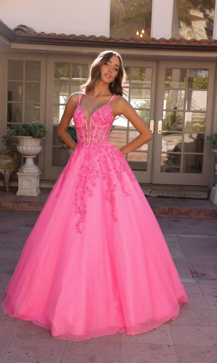 Nox Anabel H1357 Bahama Blue Quinceanera Dress Corset Glitter Ball Gown