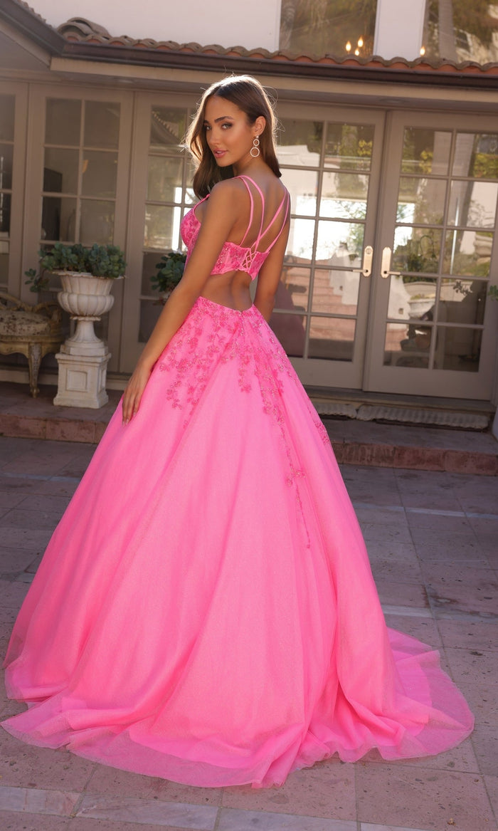 Nox Anabel H1357 Bahama Blue Quinceanera Dress Corset Glitter Ball Gown