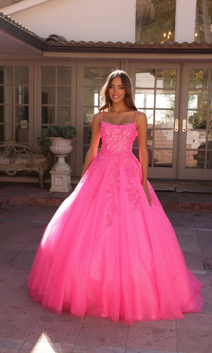 Nox Anabel H1352 Off-the-Shoulder Lace-Up Long Prom Ball Gown