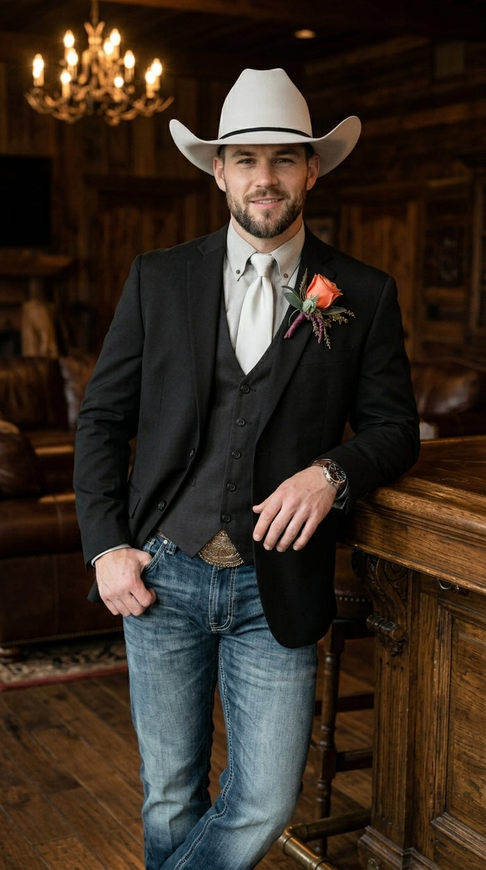 Men’s Western Style Blazer, Classic Cowboy Suit Jacket for Weddings and Country Events in Black, Navy, Sapphire Blue, Charcoal and Olive