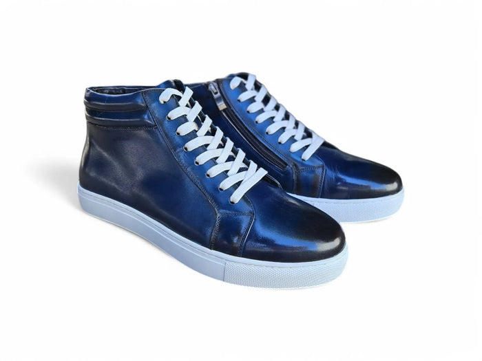 Carrucci High Top Side Zipper Leather Sneaker
