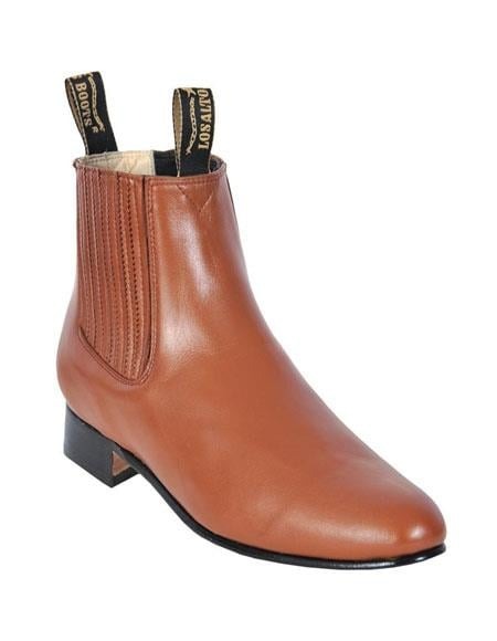Los Altos Boots botines para hombre ~ Chelsea Charro Botin Short Ankles Deer Honey Leather Boots For Men - Short Cowboy - Western Ankle Boots