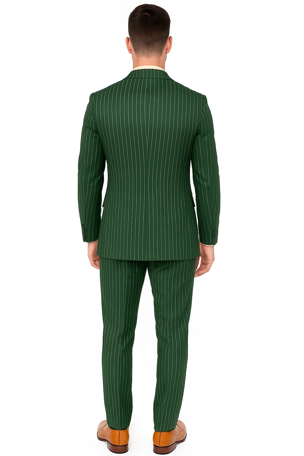 Mens Hunter Green Pinstripe Double-Breasted Suit  Bold 6-Button Vintage Gangster Style 1920s Look