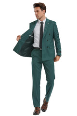 1920s Mens Suit - 1920s Mens Outfit - 1920s  costume  Bold Pinstripe  Suit  Hunter Green - Men's Tuxedo USA