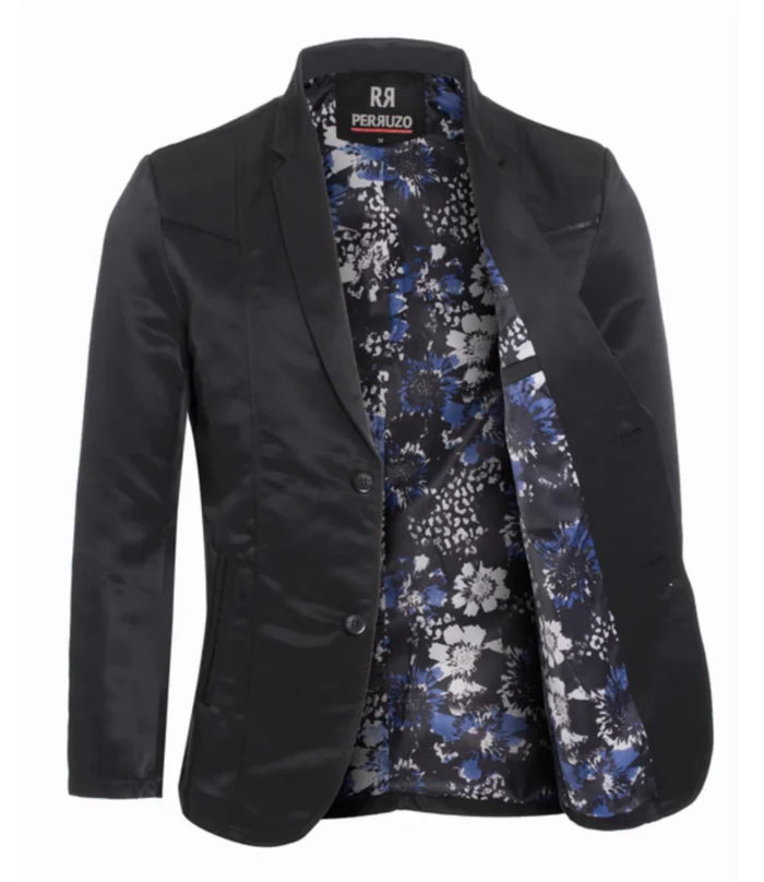 Men's Western Black Blazer Slim Fit Shiny Finish Sport Coat for Weddings, Prom & Formal Events