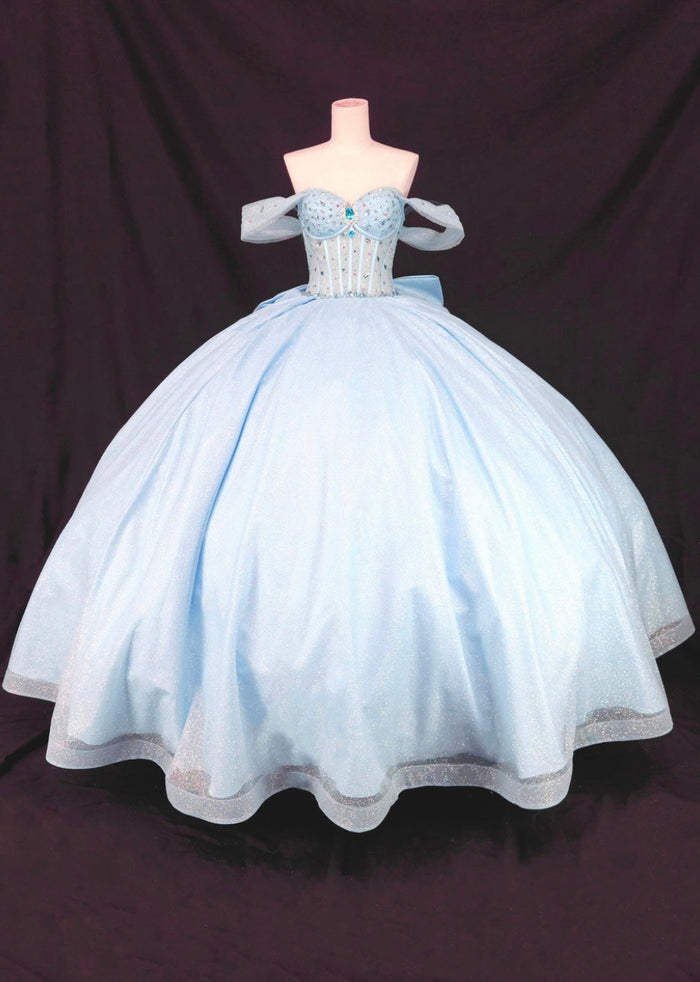 Chicas HF3125 Romantic Evening Blue BallDress Strapless Floor-Length Tulle Dress