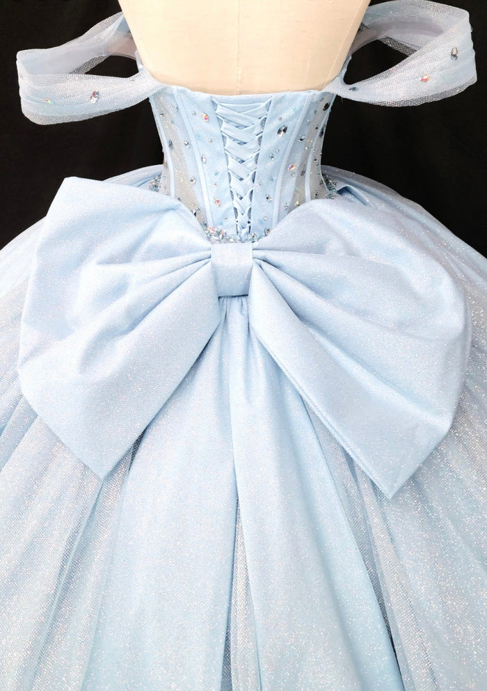 Chicas HF3125 Romantic Evening Blue BallDress Strapless Floor-Length Tulle Dress