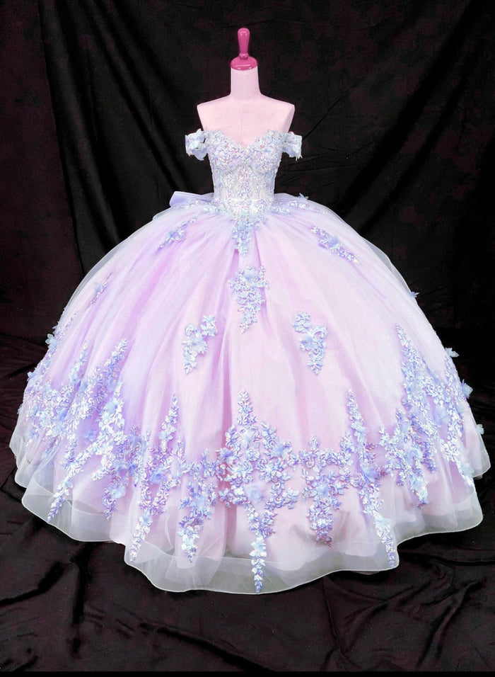 Chicas HF3124 Printed Formal Lilac BallDress Sweetheart Floral Tulle Dress