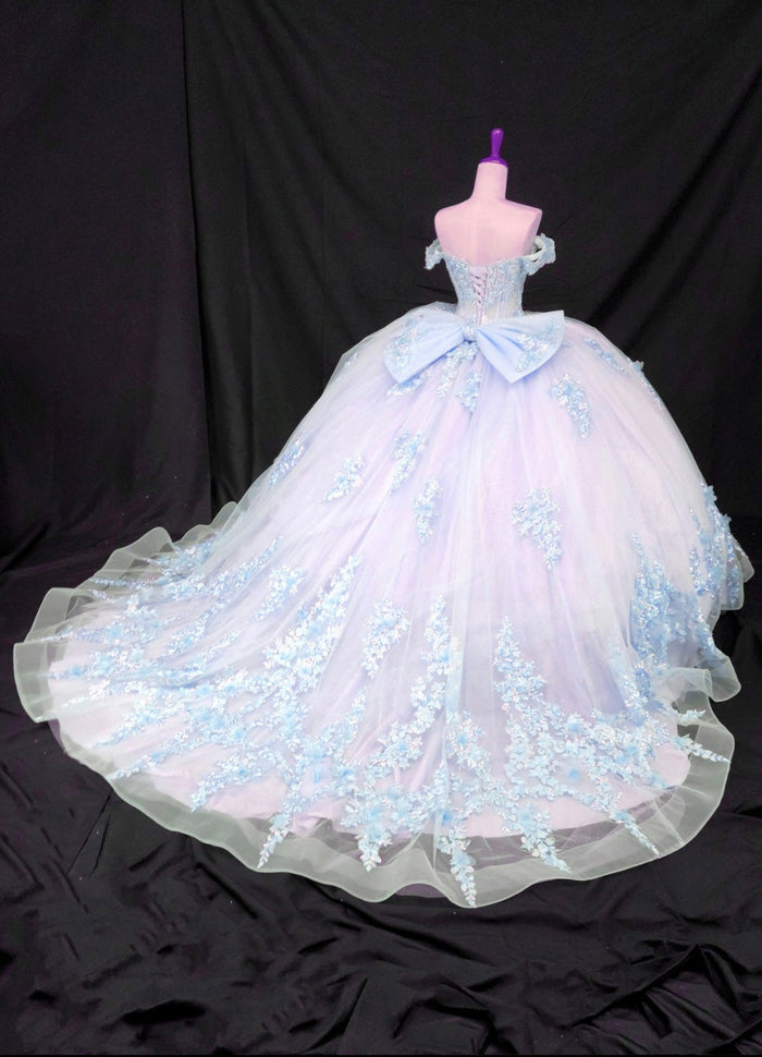 Chicas HF3124 Printed Formal Lilac BallDress Sweetheart Floral Tulle Dress